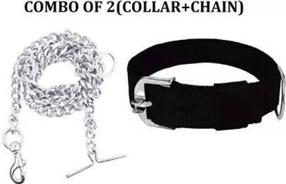 Sip Pitbull,pug,Labrador,Rottweiler,German Etc For Dog Collar+Steel Chain(Combo of2) Dog Collar & Chain