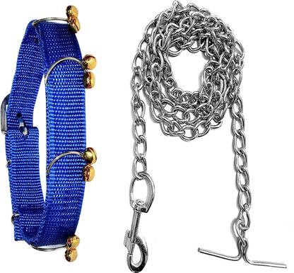 WROSHLER Adjustable Nylon 0.75 INCH Ghungroo Dog Collar & Chain SPECIALLY FOR SMALL DOGS, Dog Collar & Chain