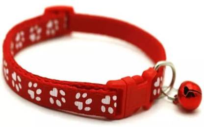PetJoy 15 MM Nylon Paw Print Small Dogs, Puppy & Cat Collar with Bell, Fit Neck 9"-14", Dog & Cat Everyday Collar
