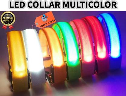 SUPER LED COLLAR PREMIUM QUALITY ADJUSTABLE Dog & Cat Everyday Collar