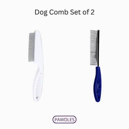 pawdles Dog Combo of 2 ( Flea Brush + Detangle Brush ) Basic Comb for  Dog & Cat
