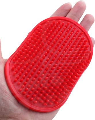WROSHLER ADJUSTBLE RED Rubber Hand Bath Brush For Dogs, Cats, Rabbit Curry Comb for  Dog & Cat