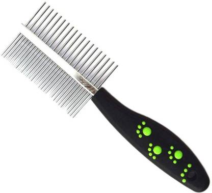 W9 Imported High Quality Double Sided Pet Comb Stainless Steel Pin Dog Grooming Brush With Soft Grip Handle Rakes for  Dog & Cat