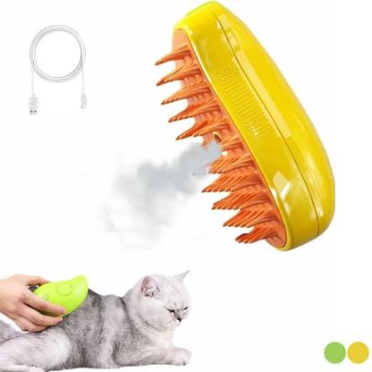 Petfun Steam Brush One-Touch Spray Pet Hair Removal Electronic Comb Plain/ Bristle Brushes for  Dog & Cat, Dog, Cat