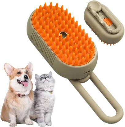 4MYL 3-in-1 Pet Steam Brush with One-Touch Spray, 360° Rotating Handle Massage Comb Electronic Comb for  Cat, Dog
