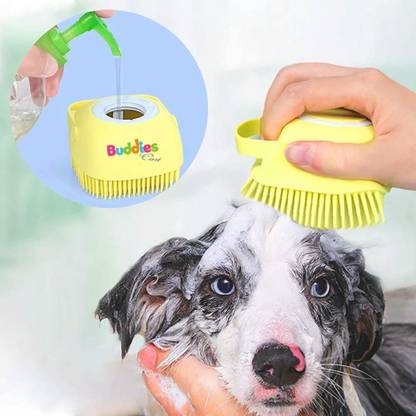 buddies cart Dog Bath Brush Body Scrubber Shampoo Dispenser Tick Remover Plain/ Bristle Brushes for Dog & Cat, Cow, Tortoise, Turtle, Bird, Donkey