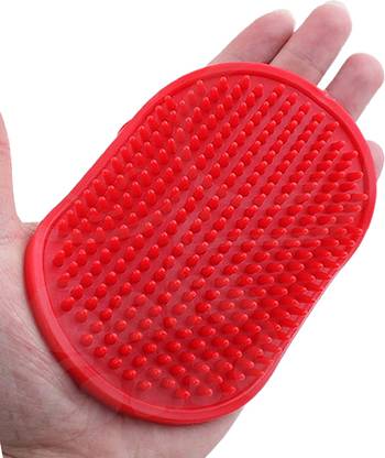 WROSHLER ADJUSTBLE RED Rubber Hand Bath Brush For Dogs, Cats, Rabbit Curry Comb for  Dog & Cat