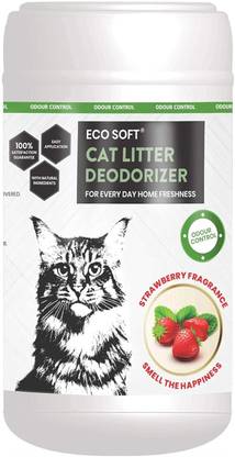 VetSafe ECOSOFT Cat Litter Deodorizer | Strawberry Fragrance | Odour Eliminating Powder Deodorizer
