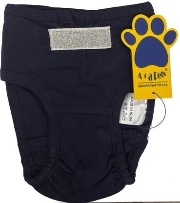 A+a pets Cotton Dog Diapers Small Size (Navy) | Stretchable Comfortable Reusable Washable Dog Diapers