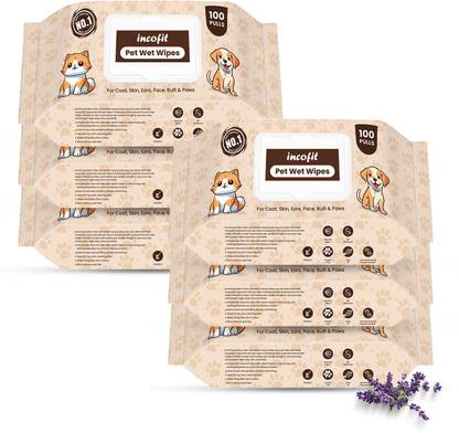 Paramount Incofit 600 Pulls Anti-Bacterial Pet Wet Wipes for Dogs, Puppies, Cats, Rabbits & Small Pet Ear Eye Wipes