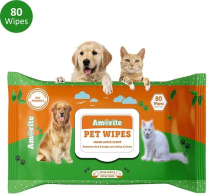 Amorite Wet Pet Wipes With Fresh Apple Fragrance For Dogs And Cats 80 Pcs Pet Ear Eye Wipes