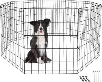 PetJoy 30-inch Dog Play Pen |Pet Fence| Metal Foldable |Playpen for Small Dogs|8 Panels Pet Fence