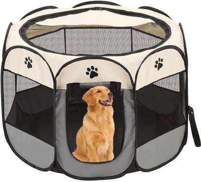 SERPLEX Foldable Pet Playpen Indoor Fence with Mesh Window Shade Cover Pet Fence