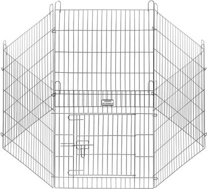 Jainsons Pet Products Pet Dog Foldable Metal Exercise Fence Pen with Gate 6 Panels (Size- 30x30 Inch) Pet Fence