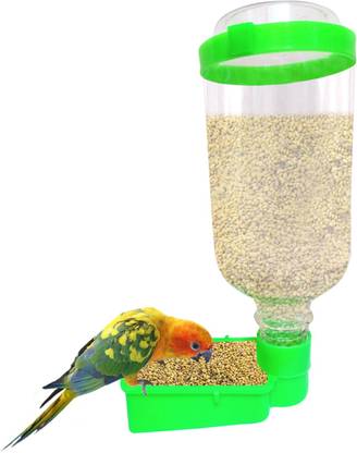 Sage Square Bird Feeder with Holding Handle with Hanging Hook & Wall Patch Design Pet Food Dispenser