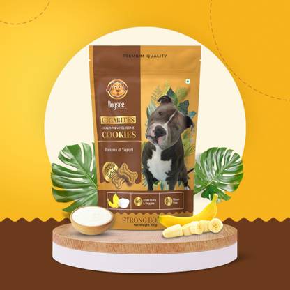 Dogsee Gigabites- Healthy Veg Banana Yogurt Cookies for Dogs|All Natural Fruit 0.3 kg Dry Adult Dog Food
