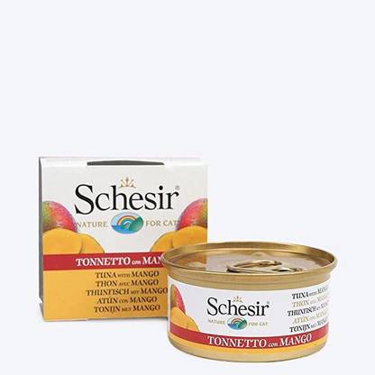 Schesir 45% Tuna and Mango Fruit Dinner Canned Wet Cat Food - 75g Tuna 0.525 kg (7x0.07 kg) Wet Adult Cat Food