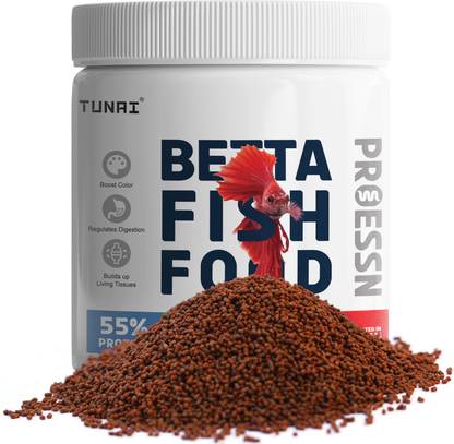 TUNAI Betta Fish Food Enriched with 55% Protein 600 Microns Micro Pellets Sea Food 0.04 kg Dry New Born, Young, Adult, Senior Fish Food