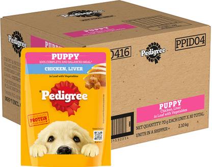 PEDIGREE Gravy Chicken, Liver, Vegetable 2.1 kg (30x0.07 kg) Wet Young Puppy Food