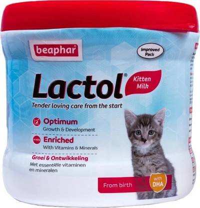 Beaphar Newborn Kitten Cat Milk with DHA, Vitamin, Minerals, Kitten Milk Replacer Milk 0.2 kg Dry New Born Kitten Food