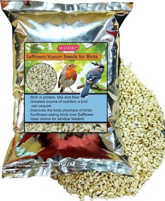 MASHKI Safflower seeds kusum beej Seeds for Bird food Dry & Clean Seed Kardi Beej Nuts 3 kg (3x1 kg) Dry Adult, Senior, Young Bird Food
