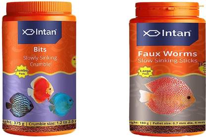 INTAN Discus Fish Food - 2 in 1 Combo - (Total 190g Food) 0.19 kg (2x0.1 kg) Dry Adult, Senior, Young Fish Food