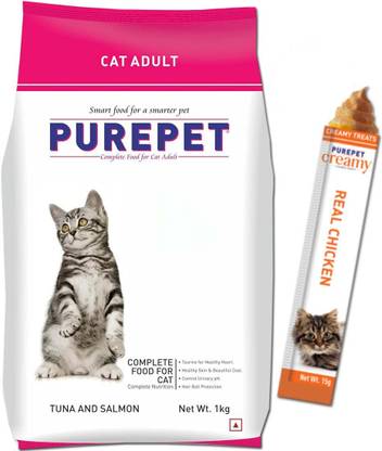 purepet Adult Dry Cat Food Tuna & Salmon Flavour, 1 kg Pack Fish 1 kg Dry Adult Cat Food