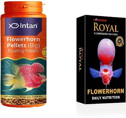 INTAN FLOWERHORN Fish Food Collection - (Total 260g Food) 0.26 kg (2x0.13 kg) Dry Adult, Senior, Young Fish Food