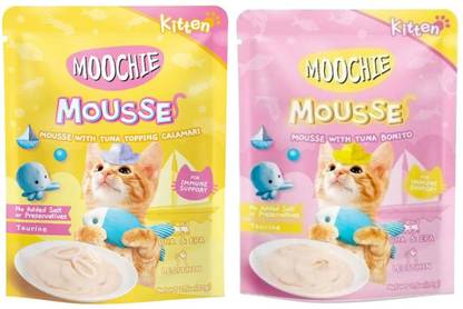 Moochie Grain-Free Meaty Kitten Wet Food in Gravy - Tuna & Calamari, Tuna & Bonito Chicken 0.28 kg (4x0.07 kg) Wet Young Cat Food