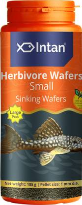 INTAN Herbivore Wafers, Small Sinking Wafers for Fish, Large Pack Pellet - 1 mm Dia 0.185 kg Dry Adult Fish Food