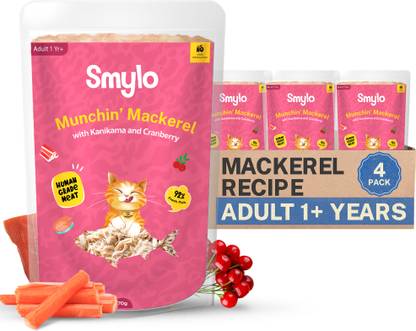 Smylo Natural Healthy Wet Adult Cat Food (1+ yrs) Mackeral 0.28 kg (4x0.07 kg) Wet Adult Cat Food