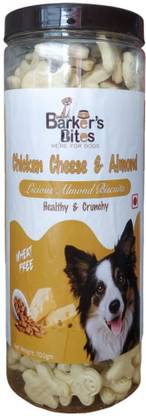 Barker's Bites Chicken Cheese & Almonds High Calcium Biscuits, Healthy & Crunchy For Dog Chicken, Cheese, Nuts 0.7 kg Dry New Born, Adult Dog Food