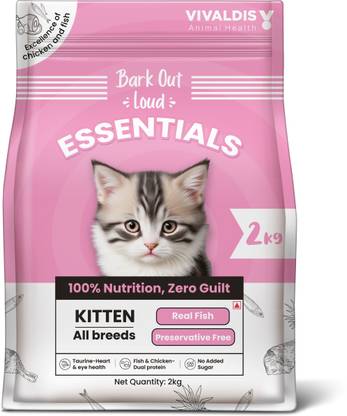 BARK OUT LOUD Essentials Kitten Food - Real Fish, Chicken 2 kg Dry Young Kitten Food