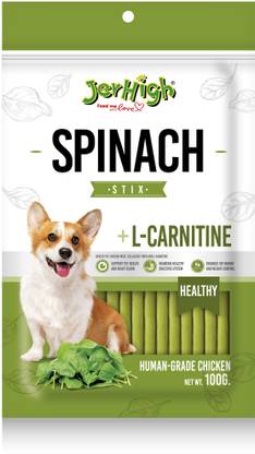 jerhigh JerHigh Fully Digestible Healthy Snack & Training Treat SPINACH STICK 100gm Spinach 2.4 kg (24x0.1 kg) Dry Adult Dog Food