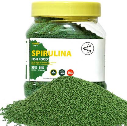 TUNAI 31% Spirulina Fortified Optimum Choice Fish Food For Medium Tropical Fishes 0.25 kg Dry Adult, New Born, Senior, Young Fish Food