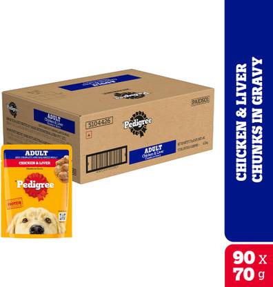 PEDIGREE Gravy Chicken, Liver Chunks 6300 g (90x70 g) Wet Adult Dog Food