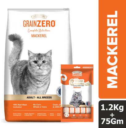 Grain Zero Assorted Creamy Cat Treat (75g) + Mackeral 1.2 kg Dry Adult Cat Food