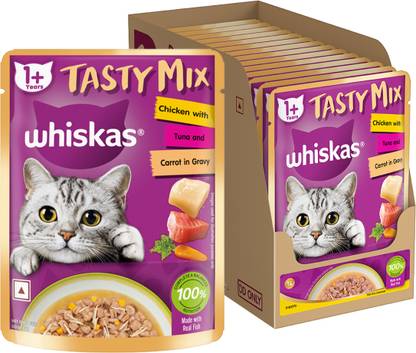 Whiskas Tasty Mix (1+ Years) Chicken, Tuna, Vegetable 0.98 kg (14x0.07 kg) Wet Adult Cat Food