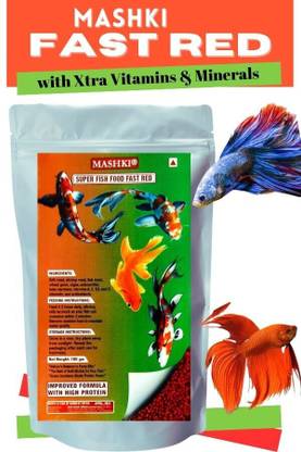 MASHKI MASHKI Fast Red Fish Food – 180g | All Tropical Fish Enhances Colour & Immunity Shrimp 0.18 kg Dry Young Fish Food