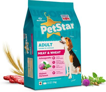 PetStar By Mankind Dog Food, High Protein Pack Meat 1 kg Dry Adult Dog Food
