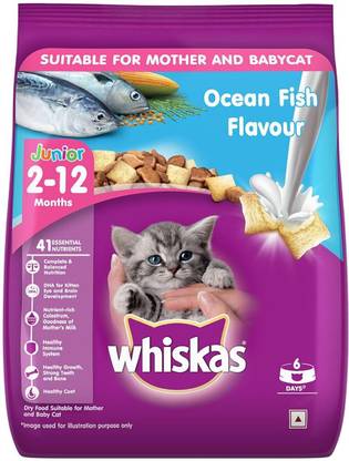 Whiskas Junior Mother Cat & Kitten (2-12 Months Ocean Fish Flavour, 450 g Fish, Fish 0.45 kg Dry New Born Cat Food