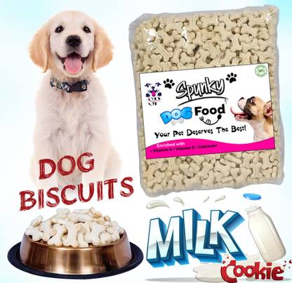 Spunky pets Dog Food Real Milk Dog Biscuits For Puppy Dogs & Adult Dogs _ 450g Milk 0.45 kg Dry New Born, Young, Adult Dog Food