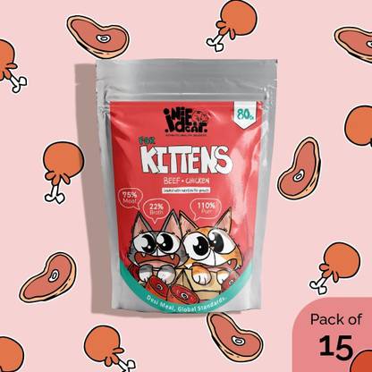 Indie Cat Kitten Beef & Chicken Meal, Global Standards Beef 1.2 kg (15x0.08 kg) Wet Young Cat Food