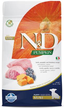 Farmina PET FOODS N&D Pumpkin-Lamb & Blueberry-Grain Free-Dog Food-Puppy-Mini Breed Chicken 0.8 kg Dry Young Dog Food