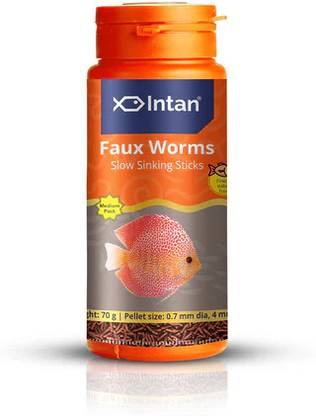 INTAN Faux Worm Sticks Fish Food | Slow Sinking Sticks | Medium Pack | 70gm 0.07 kg Dry Adult Fish Food