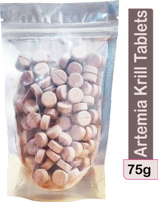Grow Basket Artemia Tablet For Fresh Water And Sea Water Fishes Guppy, Bettas Angels Tetras Fish 0.075 kg Dry Senior Fish Food
