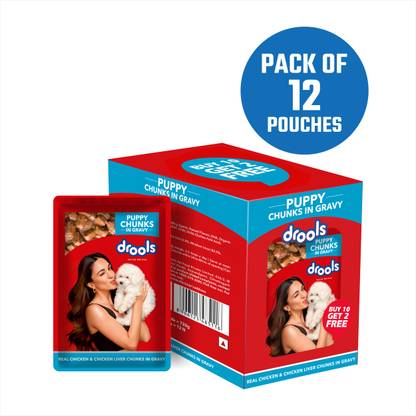Drools Chicken Liver Chunks and Real Chicken 0.72 kg (12x0.06 kg) Wet Young Dog Food
