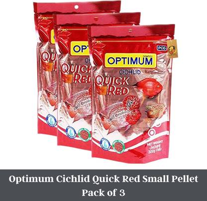 Optimum Cichlid 300g (Pack of 3) Quick Red Small Pellet 0.9 kg (3x0.3 kg) Dry New Born, Adult, Young, Senior Fish Food