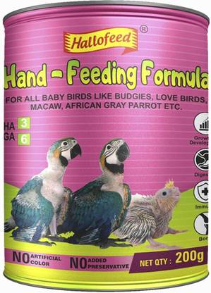 Hallofeed Hand Feeding Formula for Baby Bird Food-200gm 0.2 kg Dry New Born Bird Food