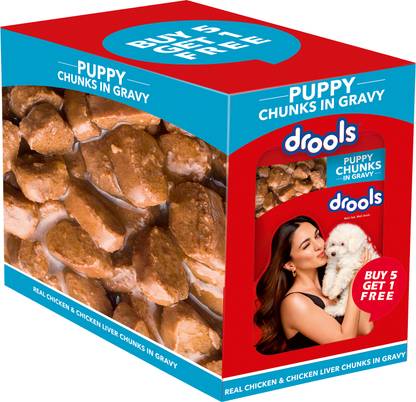 Drools Puppy Chunks in Gravy Chicken 0.9 kg (6x0.15 kg) Wet Young Puppy Food